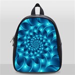 Glossy Light Blue Spiral Fractal School Bag (Small)