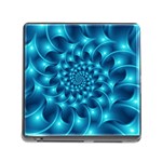 Glossy Light Blue Spiral Fractal Memory Card Reader (Square)