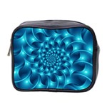 Glossy Light Blue Spiral Fractal Mini Toiletries Bag (Two Sides)