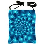 Glossy Light Blue Spiral Fractal Shoulder Sling Bag