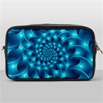 Glossy Light Blue Spiral Fractal Toiletries Bag (One Side)