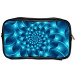 Glossy Light Blue Spiral Fractal Toiletries Bag (Two Sides)