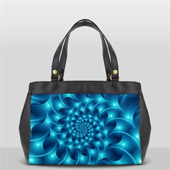 Glossy Light Blue Spiral Fractal Oversize Office Handbag (2 Sides) from ArtsNow.com Front