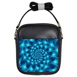 Glossy Light Blue Spiral Fractal Girls Sling Bag