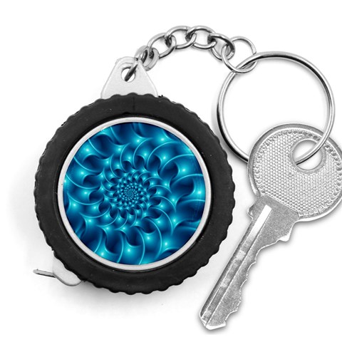 Glossy Light Blue Spiral Fractal Measuring Tape from ArtsNow.com Front