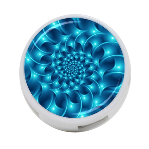 Glossy Light Blue Spiral Fractal 4 Front