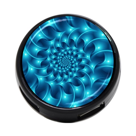 Glossy Light Blue Spiral Fractal 4 Front