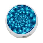 Glossy Light Blue Spiral Fractal 4-Port USB Hub (One Side)