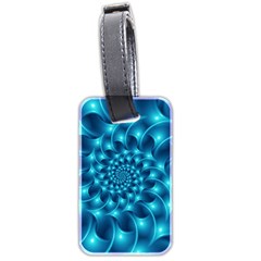 Glossy Light Blue Spiral Fractal Luggage Tag (two sides) from ArtsNow.com Front