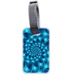 Glossy Light Blue Spiral Fractal Luggage Tag (two sides)