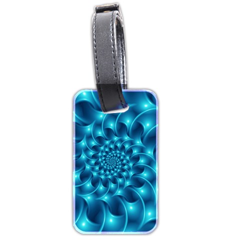 Glossy Light Blue Spiral Fractal Luggage Tag (two sides) from ArtsNow.com Back