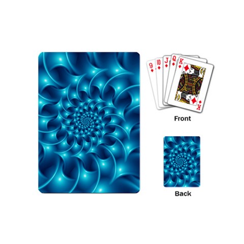 Glossy Light Blue Spiral Fractal Playing Cards (Mini) from ArtsNow.com Back