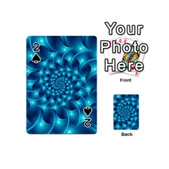 Glossy Light Blue Spiral Fractal Playing Cards 54 (Mini) from ArtsNow.com Front - Spade2