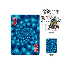 Glossy Light Blue Spiral Fractal Playing Cards 54 (Mini) from ArtsNow.com Front - Heart10