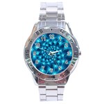 Glossy Light Blue Spiral Fractal Stainless Steel Analogue Watch