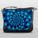 Glossy Light Blue Spiral Fractal Messenger Bag