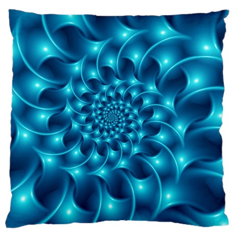 Glossy Light Blue Spiral Fractal Large Cushion Case (One Side) from ArtsNow.com Front