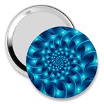 Glossy Light Blue Spiral Fractal 3  Handbag Mirror