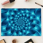 Glossy Light Blue Spiral Fractal Cosmetic Bag (XXL)