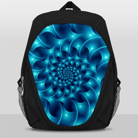 Glossy Light Blue Spiral Fractal Backpack Bag from ArtsNow.com Front