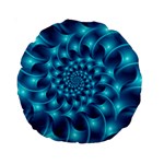 Glossy Light Blue Spiral Fractal Standard 15  Premium Round Cushion 