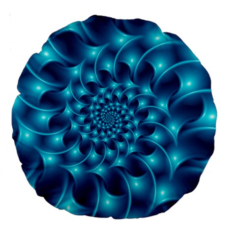 Glossy Light Blue Spiral Fractal Large 18  Premium Round Cushion  from ArtsNow.com Front