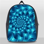 Glossy Light Blue Spiral Fractal School Bag (XL)