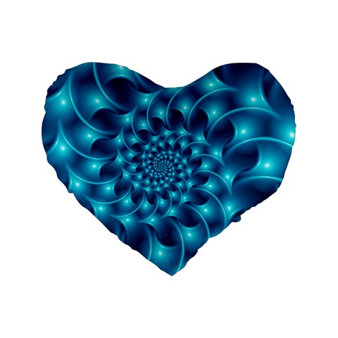 Glossy Light Blue Spiral Fractal Standard 16  Premium Heart Shape Cushion  from ArtsNow.com Front