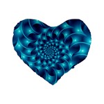 Glossy Light Blue Spiral Fractal Standard 16  Premium Heart Shape Cushion 