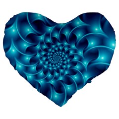 Glossy Light Blue Spiral Fractal Large 19  Premium Heart Shape Cushion from ArtsNow.com Front