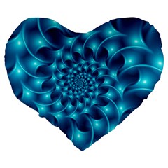 Glossy Light Blue Spiral Fractal Large 19  Premium Heart Shape Cushion from ArtsNow.com Back