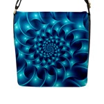 Glossy Light Blue Spiral Fractal Flap Closure Messenger Bag (L)