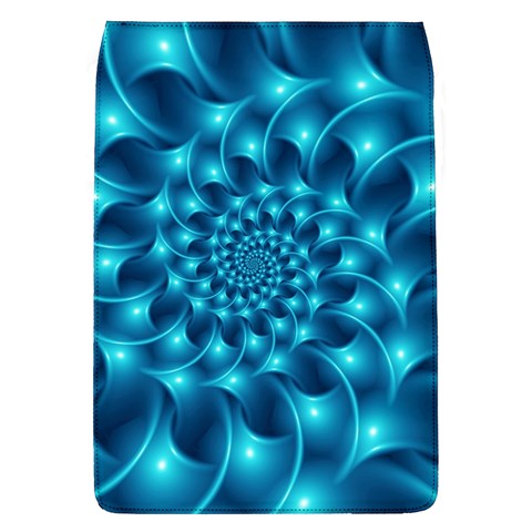 Glossy Light Blue Spiral Fractal Removable Flap Cover (L) from ArtsNow.com Front