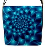 Glossy Light Blue Spiral Fractal Flap Closure Messenger Bag (S)