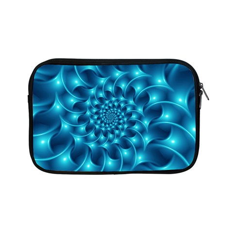 Glossy Light Blue Spiral Fractal Apple iPad Mini Zipper Case from ArtsNow.com Front