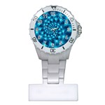 Glossy Light Blue Spiral Fractal Plastic Nurses Watch