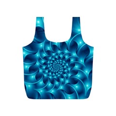 Glossy Light Blue Spiral Fractal Full Print Recycle Bag (S) from ArtsNow.com Front