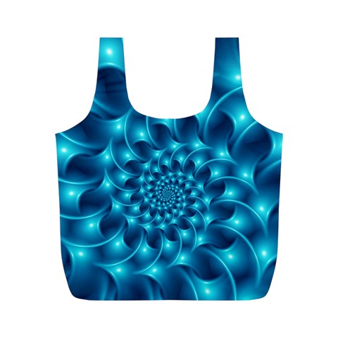 Glossy Light Blue Spiral Fractal Full Print Recycle Bag (M) from ArtsNow.com Front