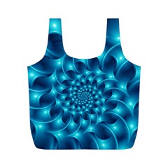 Glossy Light Blue Spiral Fractal Full Print Recycle Bag (M) from ArtsNow.com Front