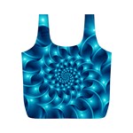 Glossy Light Blue Spiral Fractal Full Print Recycle Bag (M)