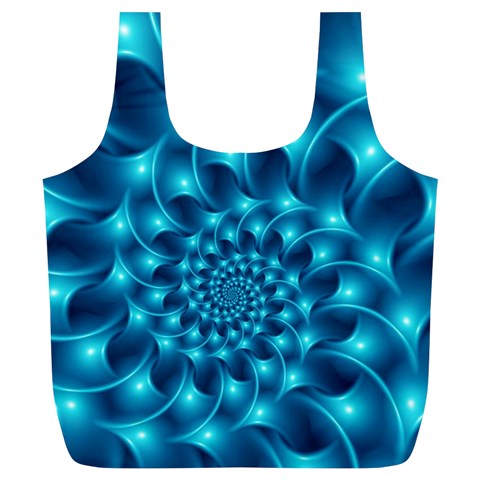 Glossy Light Blue Spiral Fractal Full Print Recycle Bag (XL) from ArtsNow.com Front