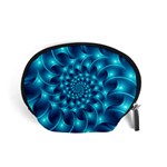 Glossy Light Blue Spiral Fractal Accessory Pouch (Small)