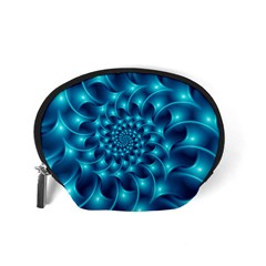 Glossy Light Blue Spiral Fractal Accessory Pouch (Small) from ArtsNow.com Back