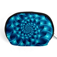 Glossy Light Blue Spiral Fractal Accessory Pouch (Medium) from ArtsNow.com Front