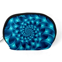 Glossy Light Blue Spiral Fractal Accessory Pouch (Medium) from ArtsNow.com Back