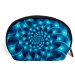 Glossy Light Blue Spiral Fractal Accessory Pouch (Large)