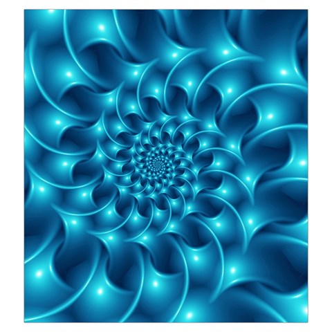 Glossy Light Blue Spiral Fractal Drawstring Pouch (Large) from ArtsNow.com Back