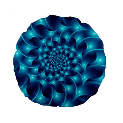 Glossy Light Blue Spiral Fractal Standard 15  Premium Flano Round Cushion  from ArtsNow.com Front