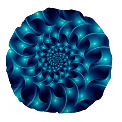 Glossy Light Blue Spiral Fractal Large 18  Premium Flano Round Cushion  from ArtsNow.com Front