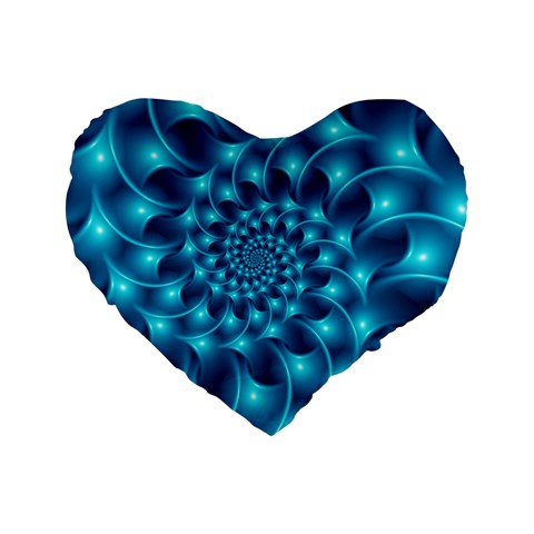 Glossy Light Blue Spiral Fractal Standard 16  Premium Flano Heart Shape Cushion  from ArtsNow.com Front